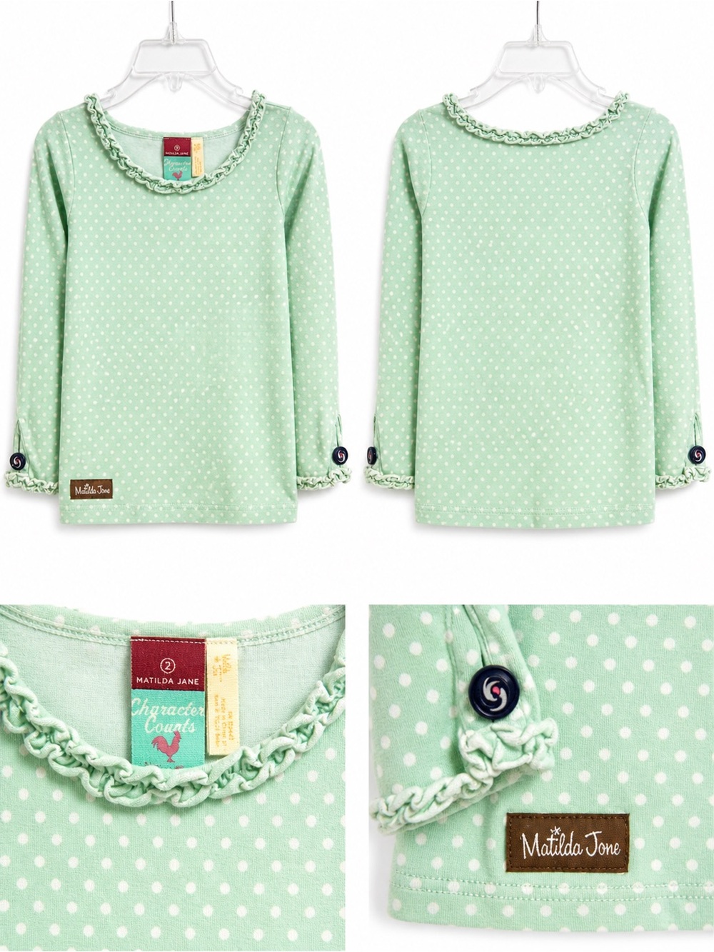 Matilda Jane Character Counts Polka Dot Top 💚  Size 2